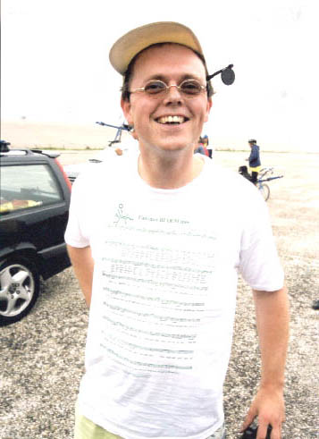 Ik met mijn BLOEM T-shirt op het EK Roeifietsen 2000